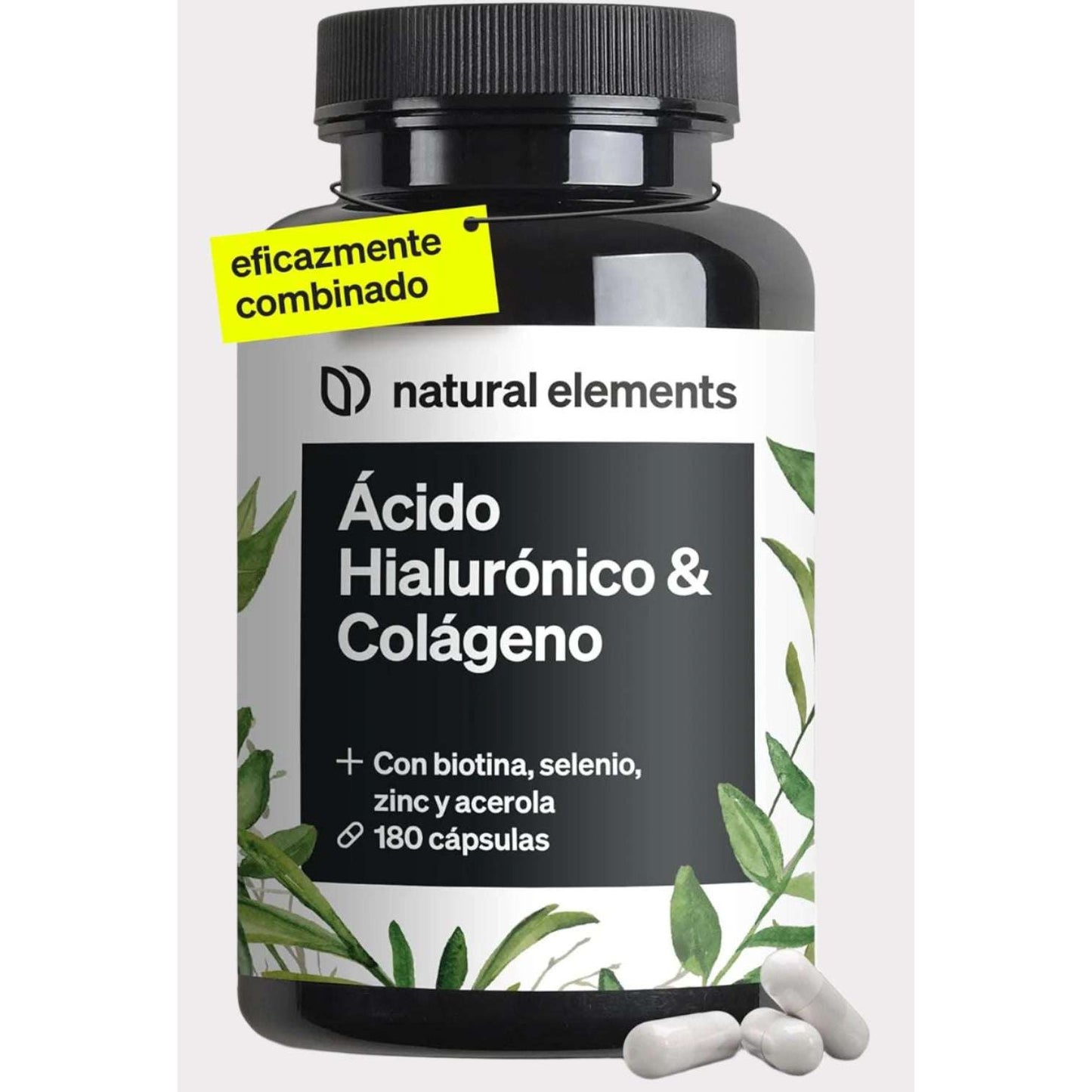 Colágeno + Ácido hialurónico - 180 Cápsulas - Con biotina, selenio, zinc, silicio y vitamina C (Acerola) - Para la piel, el cabello y articulaciones - 1000mg de colágeno hidrolizado