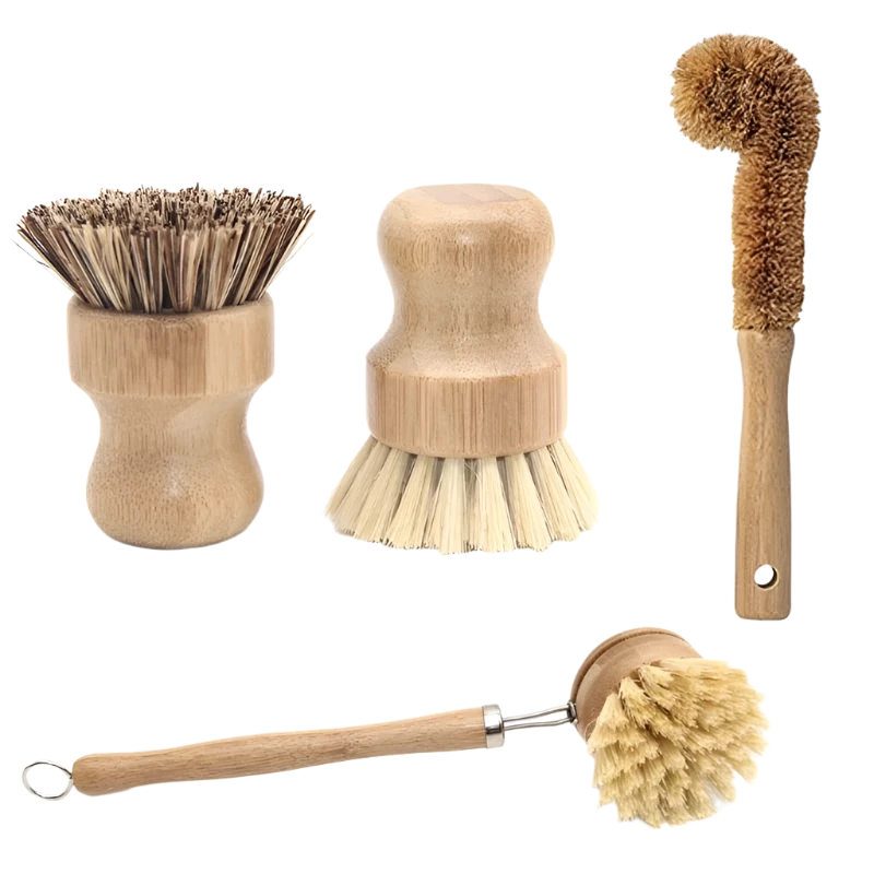 Bamboo Cleaning Brush Set – Kitchen & Household Scrub Brushes - SOULVIVALS