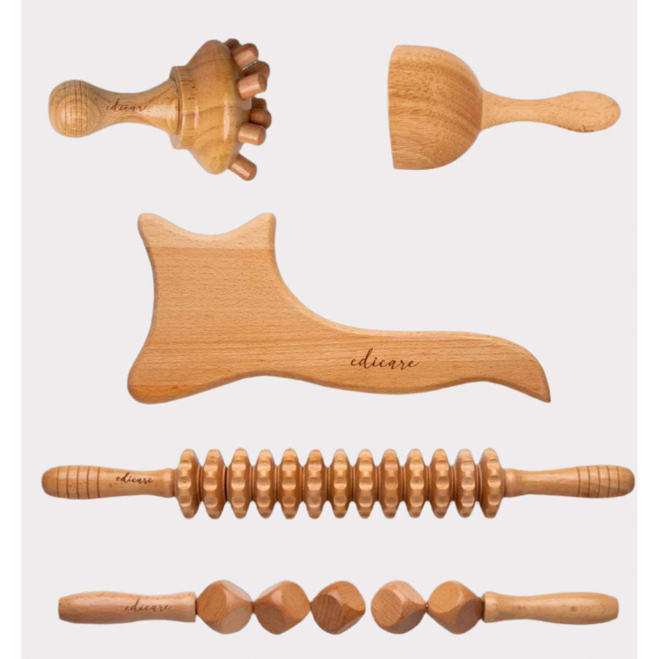 Edicare, Maderoterapia Kit, Masajeador Anticelulitico, Rodillo, Madera, Tablero, Copa, Espalda, Piernas, Muscular, Corporal, Estética - SOULVIVALSSOULVIVALSSOULVIVALSB09MM113B6