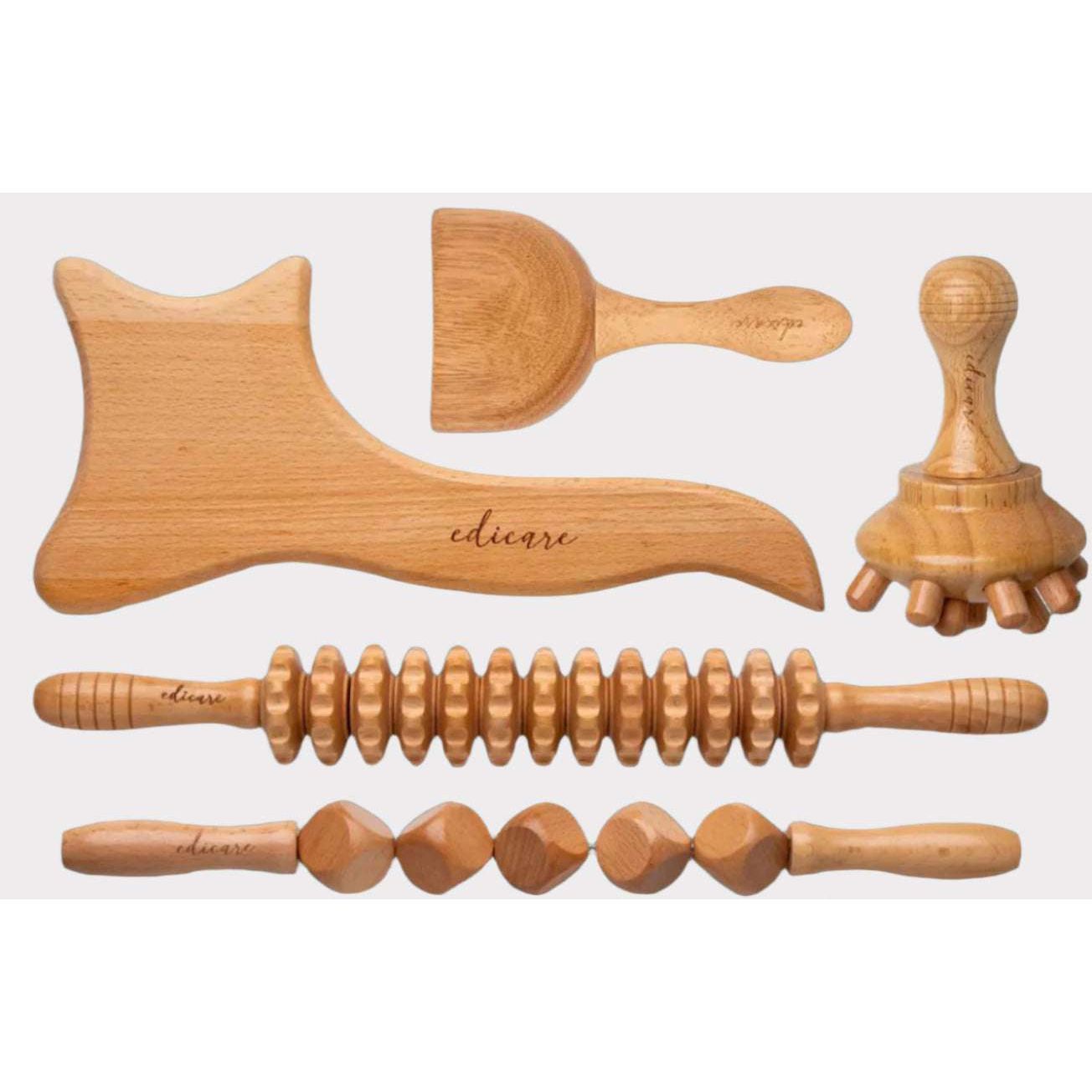Edicare, Maderoterapia Kit, Masajeador Anticelulitico, Rodillo, Madera, Tablero, Copa, Espalda, Piernas, Muscular, Corporal, Estética - SOULVIVALSSOULVIVALSSOULVIVALSB09MM113B6