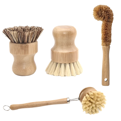 Bamboo Cleaning Brush Set – Kitchen & Household Scrub Brushes - SOULVIVALS