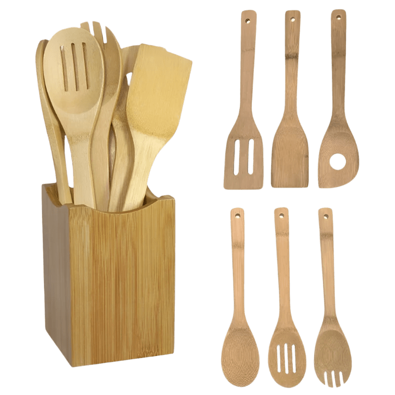 Bamboo Kitchen Utensil Set – 6 Pack Cooking Tools - SOULVIVALSSOULVIVALSSOULVIVALS<none>