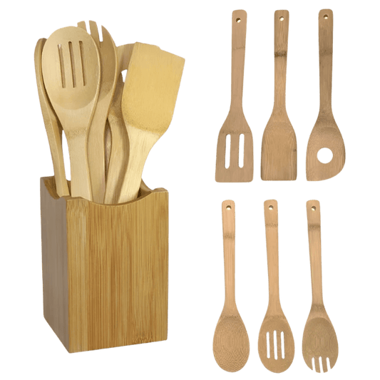 Bamboo Kitchen Utensil Set – 6 Pack Cooking Tools - SOULVIVALSSOULVIVALSSOULVIVALS<none>