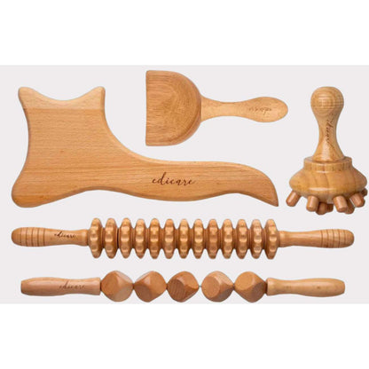 Edicare, Maderoterapia Kit, Masajeador Anticelulitico, Rodillo, Madera, Tablero, Copa, Espalda, Piernas, Muscular, Corporal, Estética - SOULVIVALSSOULVIVALSSOULVIVALSB09MM113B6