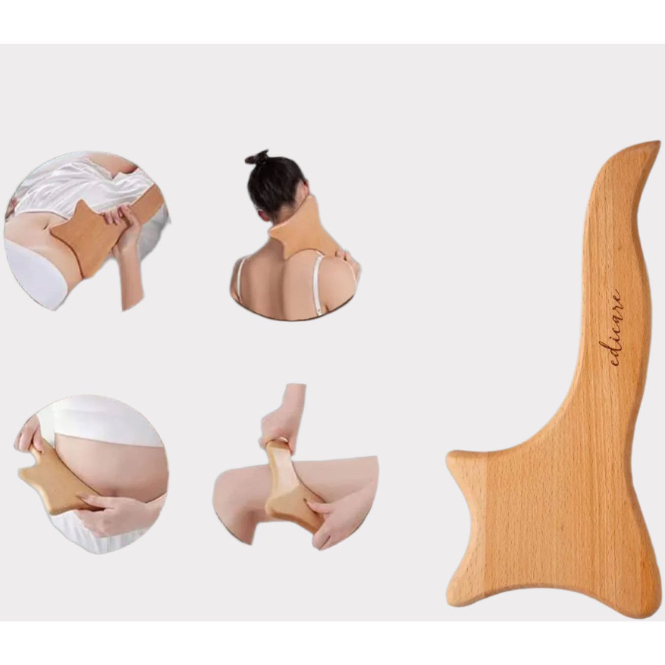 Edicare, Maderoterapia Kit, Masajeador Anticelulitico, Rodillo, Madera, Tablero, Copa, Espalda, Piernas, Muscular, Corporal, Estética - SOULVIVALSSOULVIVALSSOULVIVALSB09MM113B6