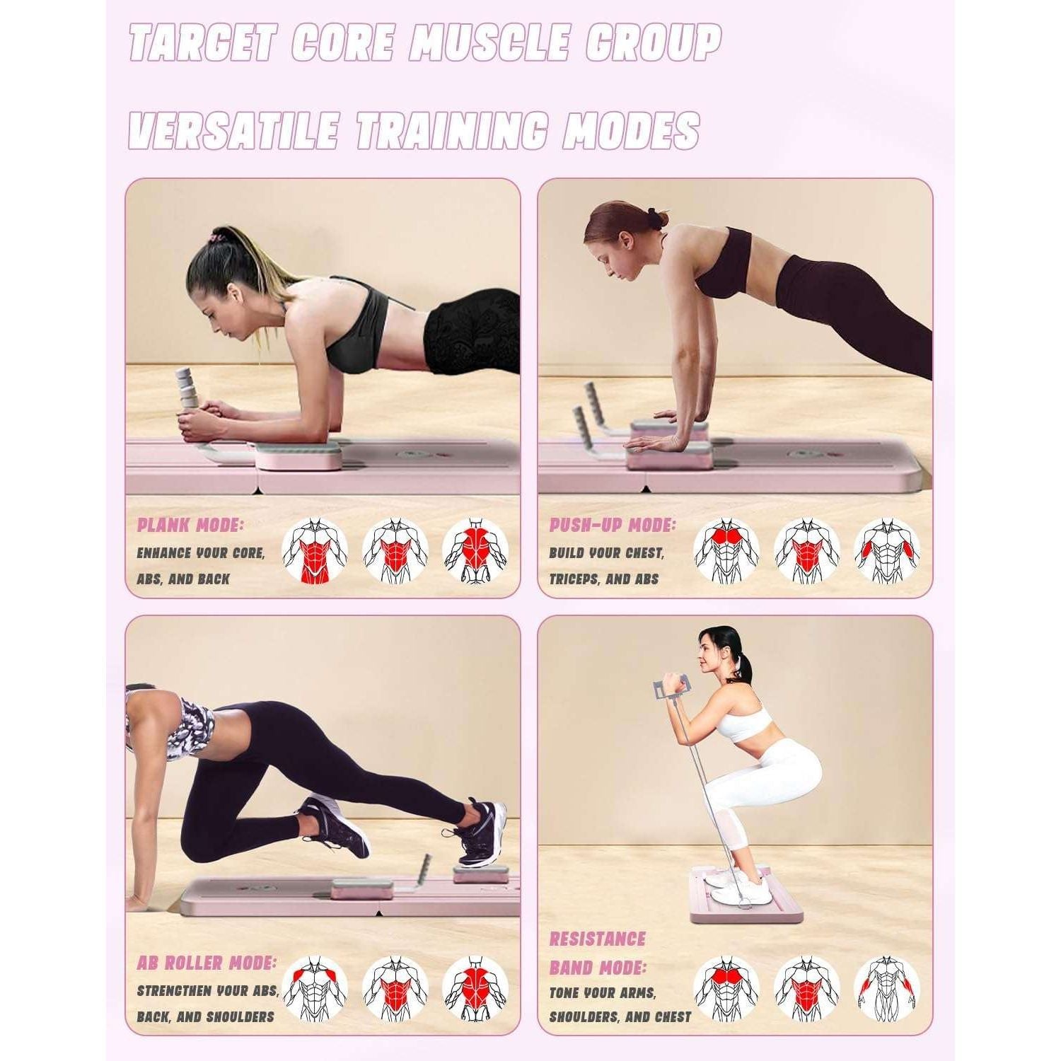 Tabela reformadora de pilates multifuncional dobrável com rolo de abdominais com suporte de cotovelo, máquina de exercício abdominal, recuperação automática e corda de tensão para ginásio em casa - SOULVIVALSSOULVIVALSSOULVIVALSB0DNF5QX2Y