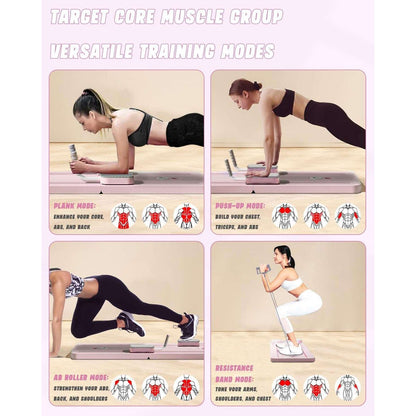 Tabela reformadora de pilates multifuncional dobrável com rolo de abdominais com suporte de cotovelo, máquina de exercício abdominal, recuperação automática e corda de tensão para ginásio em casa - SOULVIVALSSOULVIVALSSOULVIVALSB0DNF5QX2Y